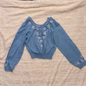 Blue Embroidered Women's Top